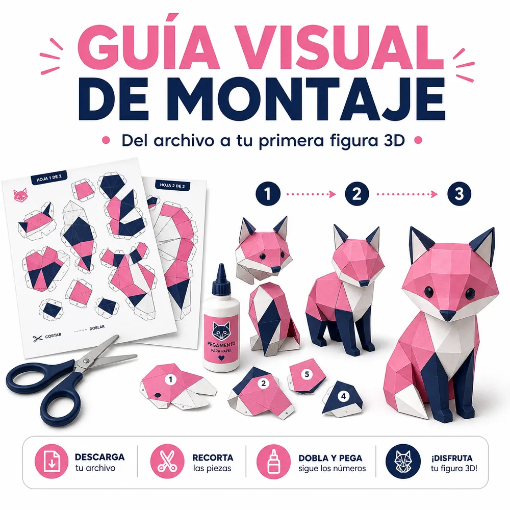 Guía visual de montaje de papercraft paso a paso